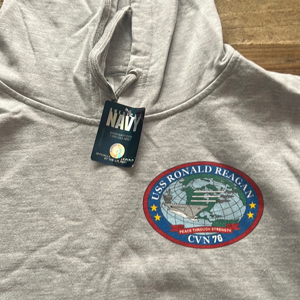 Grey Sweatshirt Hoodie Size Xl Uss Ronald Reagan Navy Cvn 76 Brand New